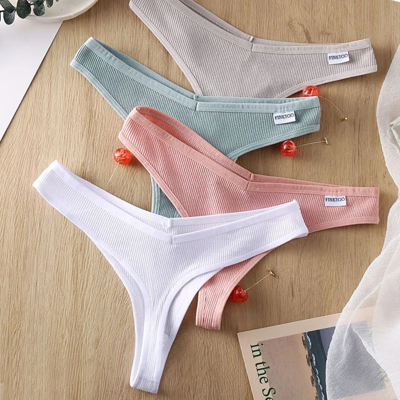 3PCS/Set G-string Panties Cotton Women's Underwear Sexy Panties Female  Underpants Thong Solid Color Pantys Lingerie M-XL Design