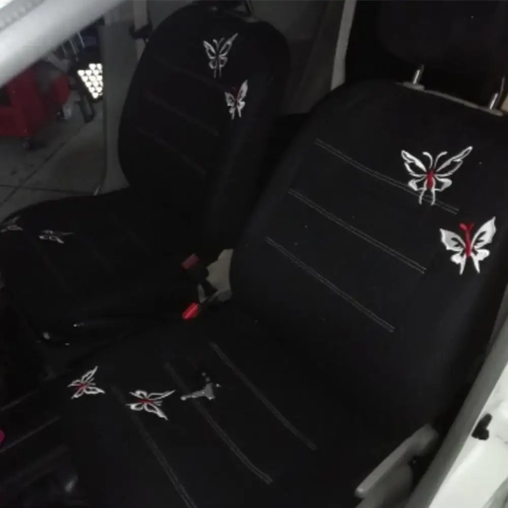 Универсальный чехол для автокресла с вышитой черной бабочкой, аксессуары для салона автомобиля, Защитные чехлы для сидений, автомобильные аксессуары