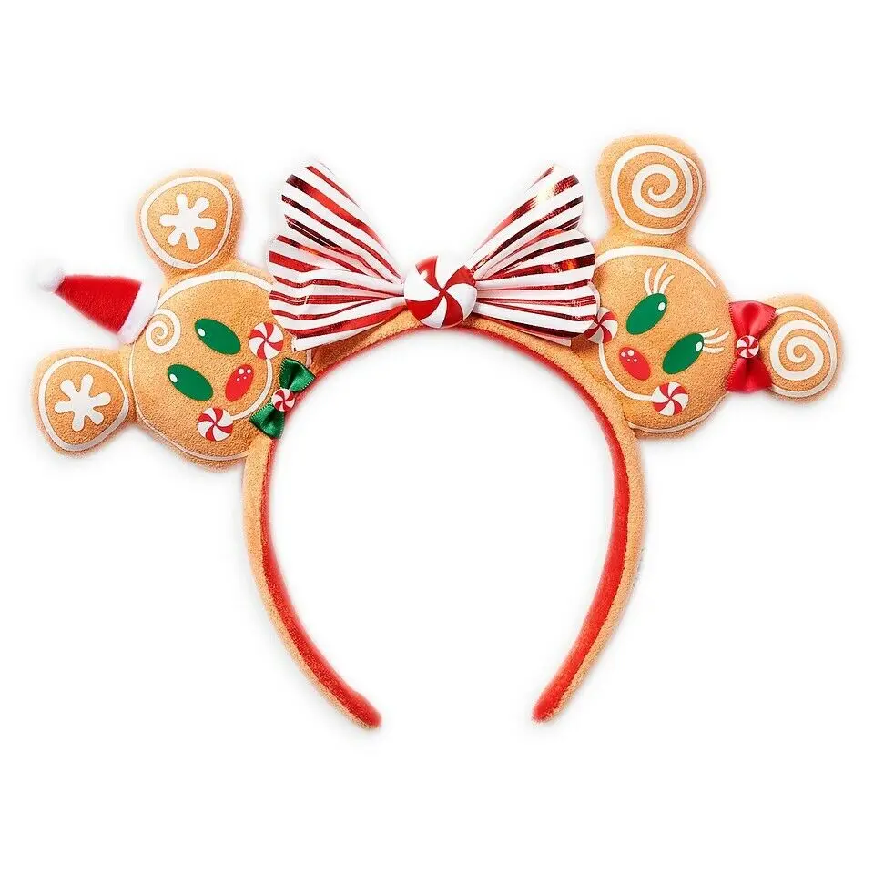 2020  Christmas Ears Headband Gingerbread Minnie & Mickey Gift New