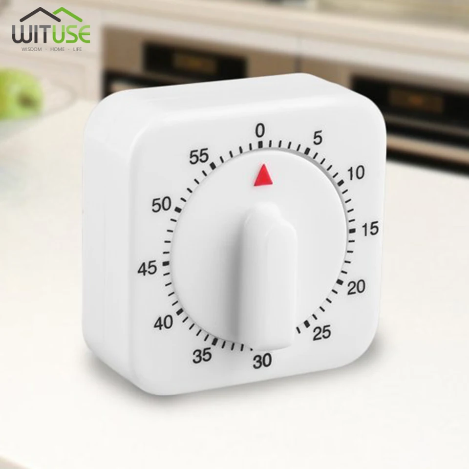 Timer da cucina 60 minuti promemoria allarme conto alla rovescia Timer meccanico quadrato bianco per la preparazione degli alimenti da cucina promemoria di cottura  15