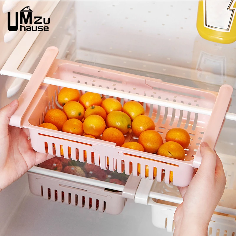 Adjustable Food Storage Boxes Fruit Eggs Veget Drawer Racks Sliding Case Basket Kitchen Fridge Organizer Shelf Home Organization | Дом и сад