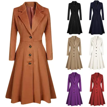 

Winter Women High Quality jackets women Lapel OverCoat Thick Warm Coats Button Long Trench Coat Ladies Outwear куртка женская