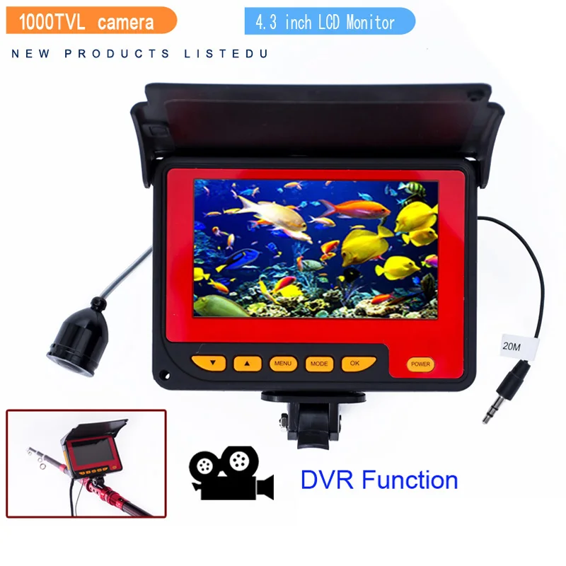 

20M 1000TVL Fish Finder Underwater Ice Fishing Camera 4.3 Inch LCD Monitor 8PCS LED Night Vision Camera for Fishing EU Plug