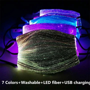 

Replaceable LED Mask 7 Colors Changeable Luminous Mask with USB Party Dance Dustproof Masque Fabric Mouth Face Masks Mascarillas