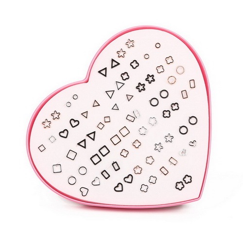 Multi-style Colorful Animal Heart Star Moon Geometric Crystal plastic Stud Earring Set For Women Girls Jewelry Gifts