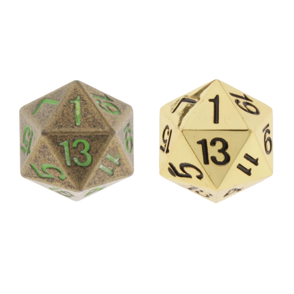 Твердые металлические D20 многогранные игральные кости для D & ролевых игр с