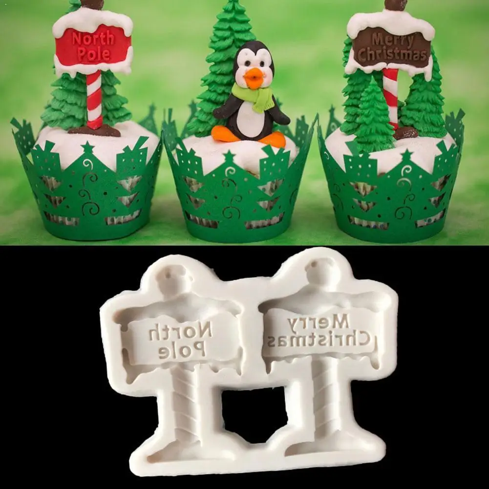 

Merry Christmas Cake Insert Sign Mold Fondant Cake Street Party Signs Xmas Mould Chocolate Dessert Decoration Road Sign Mol I9E4