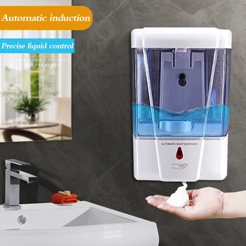 

650ml Soap Dispenser Battery Powered Wall-Mount Automatic IR Sensor Touch-free Kitchen Soap Lotion Pump for Kitchen Bathroom