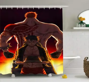 

Anime Character Polyester Fabric Shower Curtain One Piece Waterproof Screen Hotel Home Dorm Bathroom Decor Bath Curtain