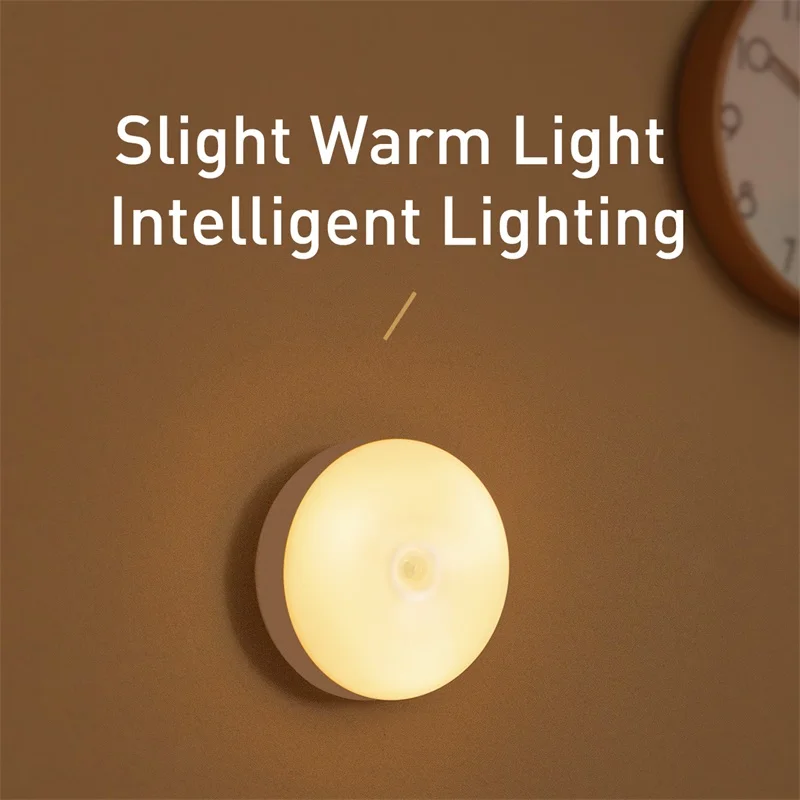 Светодиодный ночник Baseus с датчиком движения PIR, индукционный настенный светильник для кухни, шкаф для спальни, сенсорный светильник, ночник