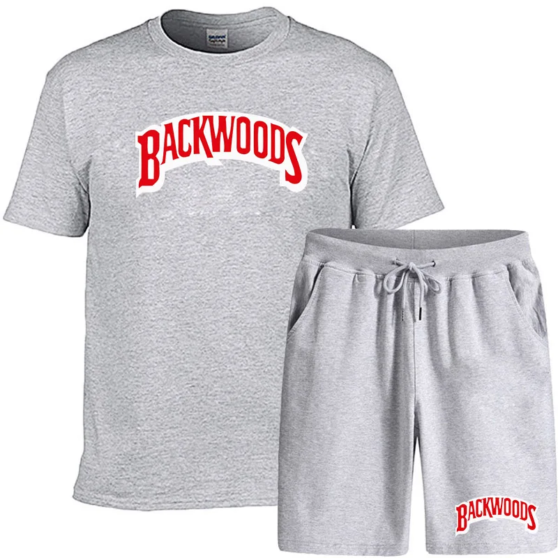 Комплект из двух предметов мужская летняя футболка топы короткие штаны фитнес