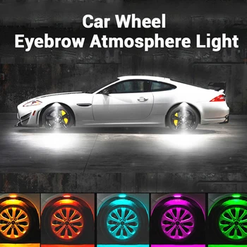 

4pcs DC12-24V 8W 4 LEDs Car Fender Wheel Eyebrow Colorful Ambient Light Decor 360° ABS Car Wheel LED Lights