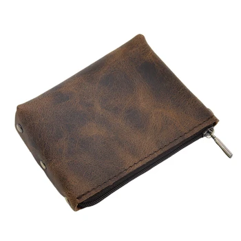 

Handmade Genuine Leather Wallet Men Women Original Design Small Cow Leather Wallet Men's Coin Purse Key Case Coin Bag Zipper