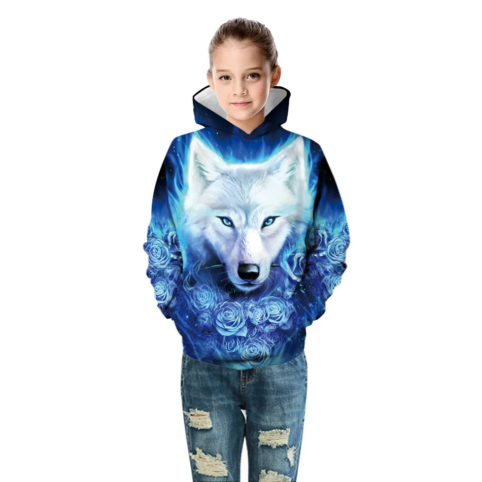 Одежда для мальчиков и девочек, синий, розовый, огненного черепа волк Galaxy животных с разъемом Lightning, свитшот с изображением котенка детская 3D толстовки с капюшоном для детей, пуловер с капюшоном топы