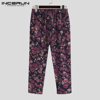 

INCERUN Mens Pants Joggers Floral Printed Drawstring 2020 Casual Pockets Ankle-Length Trousers Men Streetwear Pantalones Hombre