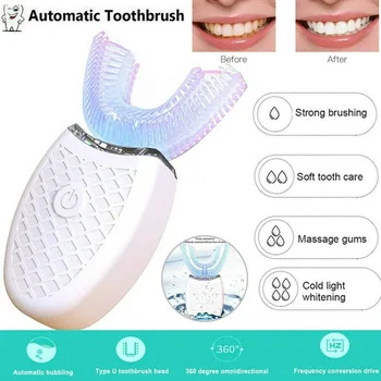 

Wireless Electric Toothbrush Automatic Ultrasonic Teeth brush 360 Degrees Sonic Silicone U shaped Head Teeth Whitening Cleaning