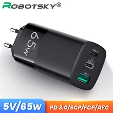65w gan usb c carregador de carregamento de carga rápida qc 4.0 3.0 tipo c pd usb carregador para samsung s10 plus portátil carregador rápido usb