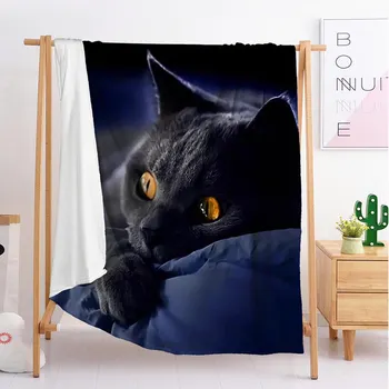 

2020 A cat animal Custom blankets Large and small size throw blanket tapestry sleeping blanket flannel blanket bedding
