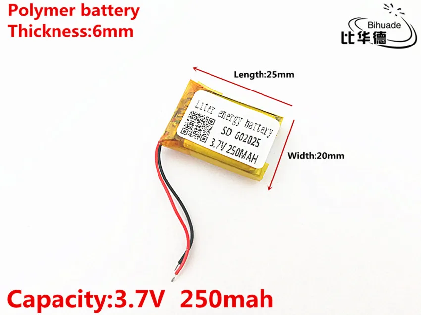 (Бесплатная доставка) 652025 260 мАч литий-ионный полимерный аккумулятор качество товаров качество CE FCC ROHS Сертификация орган