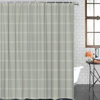 

Bathroom Waterproof Curtain Simple Grid Pattern Fabric Shower Curtain Home Bathroom Decor Christmas Shower Curtain