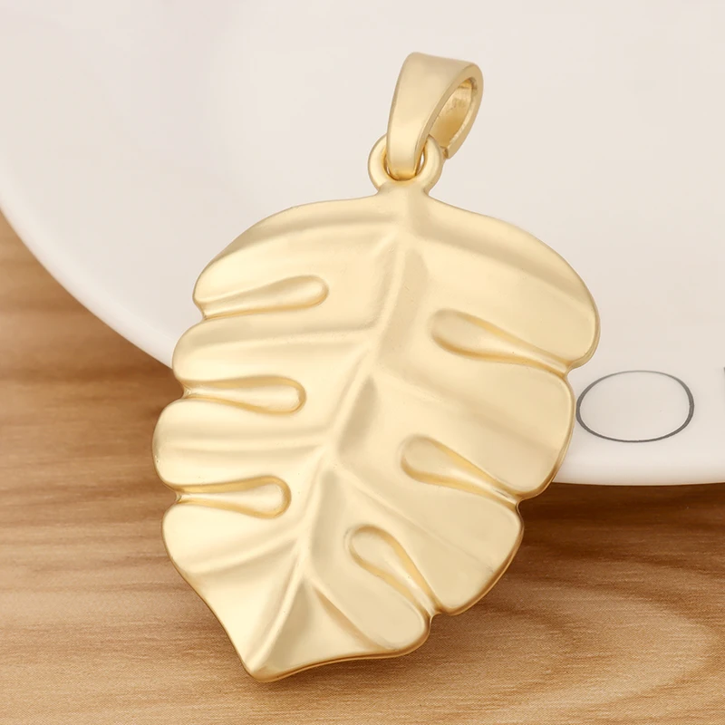 

1 Piece Matt Gold Color Large Palm Leaf Charms Pendants for DIY Necklace Jewellery Making Findings Accessories 70x42mm