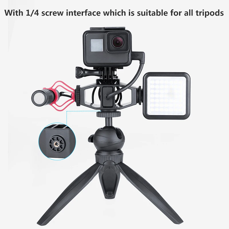 ABHU-Gp-1 Gopro Vlogging Stand Bracket 2 Холодный башмак крепление 1/4 дюймов Винт для Gopro Hero 7 6 5 Sjcam Dji Osmo Action Sport Camer