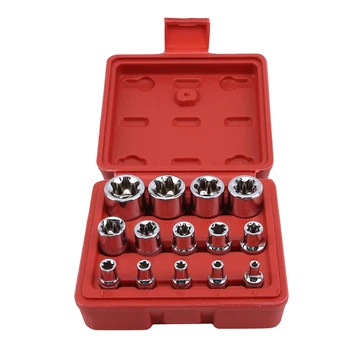 

Durable 14pcs Sleeve Tool Set Tool Parts Chrome Vanadium Alloy Steel Hexagonal Plum Socket Home Repair Tool Power Tools