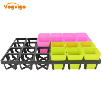 

VOGVIGO 1PC Plastic Black 24 Grid Plastic Flower Pot Small Square Meat Pot Fixed Tray Garden Tool