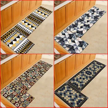 

Modern Geometric Anti-Slip Kitchen Mat Home Entrance/Hallway Door Mat Wardrobe/Balcony Area Rug Creative Carpets Bathroom Carpet