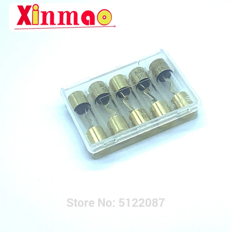 Gold plated glass AGU fuse 5Pcs car fuses kit tube fuses glass fuse kit 10*38MM Fuses Pack Car Audio Amp Amplifier 10A 15A 20A 25A 30A 40A 50A 60A 70A 80A 100A