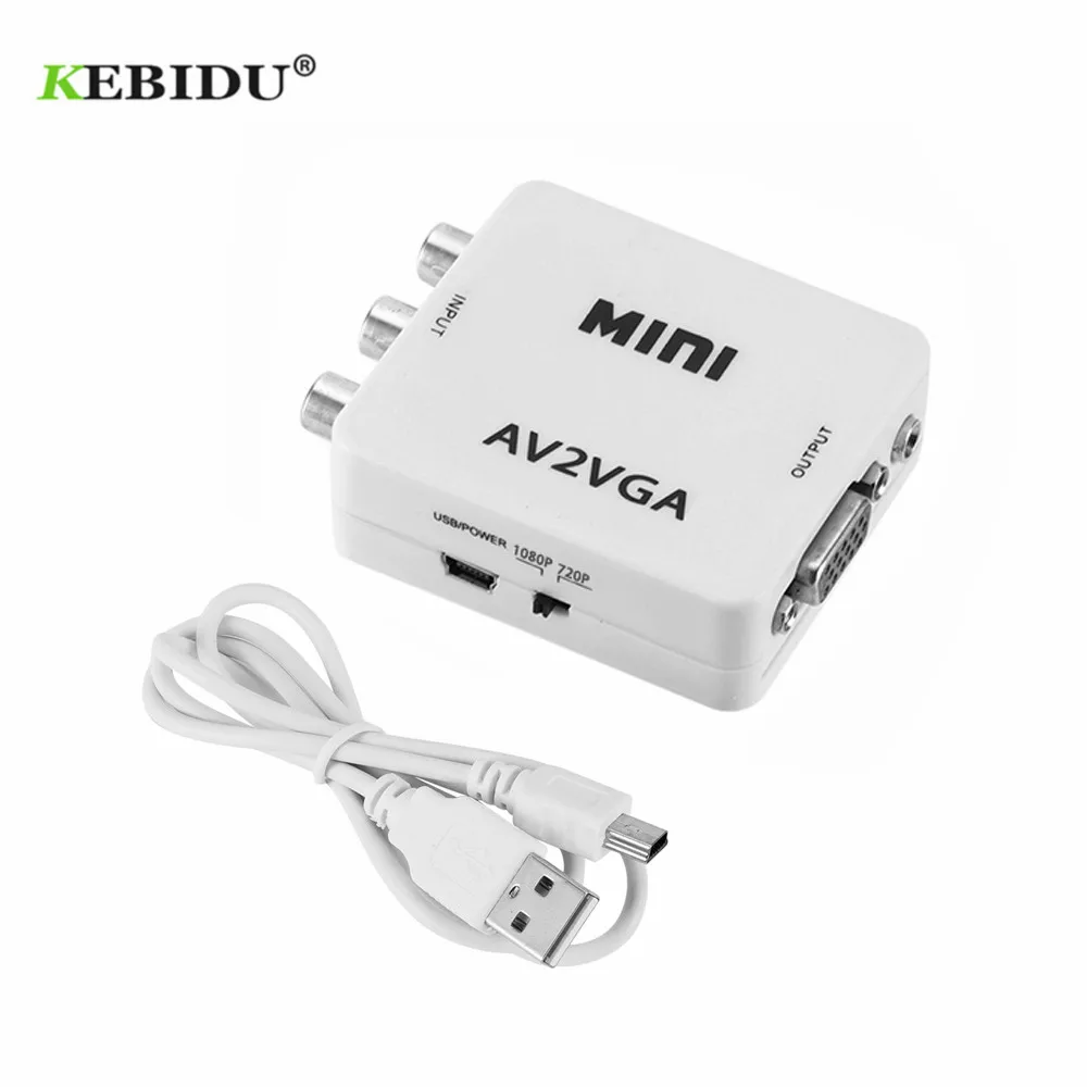 KEBIDU HD MINI VGA в AV конвертер адаптер с 3,5 мм аудио VGA в AV конвертер для ПК к ТВ HD компьютер к ТВ топ продаж