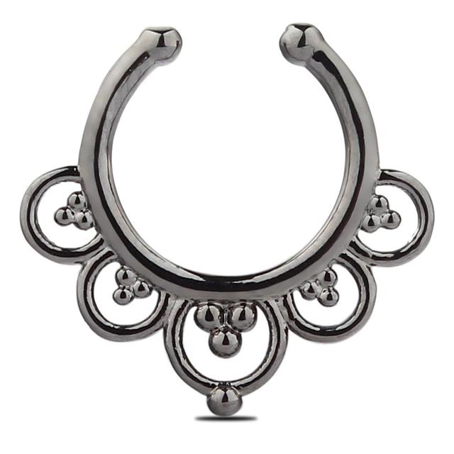 Stainless Steel Fake Nose Ring Septum Piercing Cheater Clip On Non Piercing Nose Ring Fake Septum Jewelry Faux Percing Nez