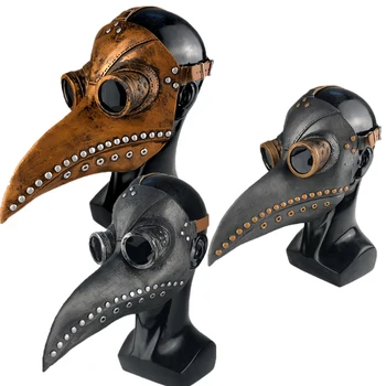 

Rivet Plague Doctor Mask Steampunk Long Nose Cosplay Bird Beak Latex Mask Masquerade Carnival Halloween Props Horror Dress Up