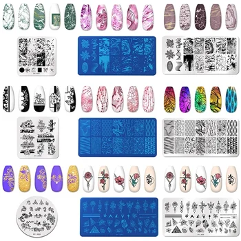 

PICT YOU Nail Stamping Plates Geometry Flower Stamp Template Design Tools Nail Art Image Plate Stainless Steel Stencils