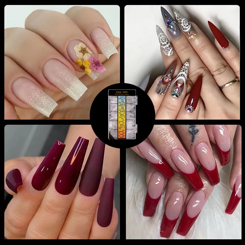 

500Pcs/Pack ABS Fake Nail Accessories 2021 Ultra-Thin and Seamless False Nails Fashion Artificial Nails with Design