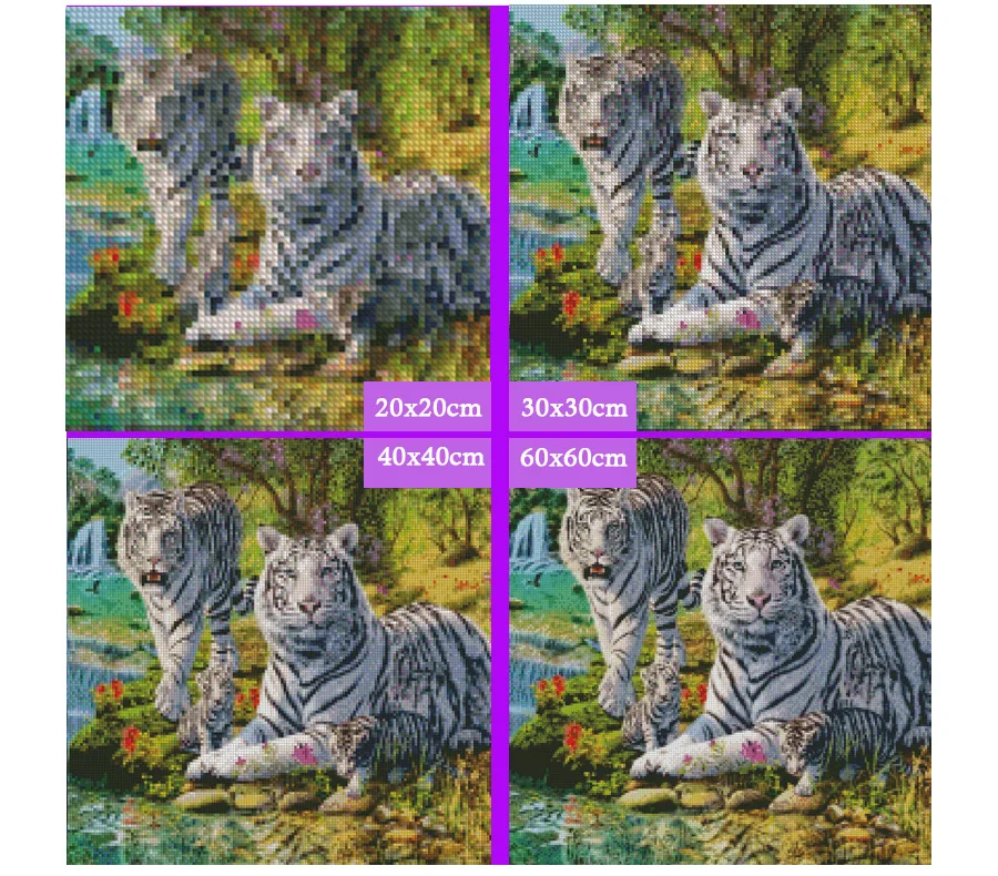 Полностью 5D Diy Daimond картина "Семья Белых Тигров" 3D алмазная живопись круглые стразы Алмазная вышивка животные