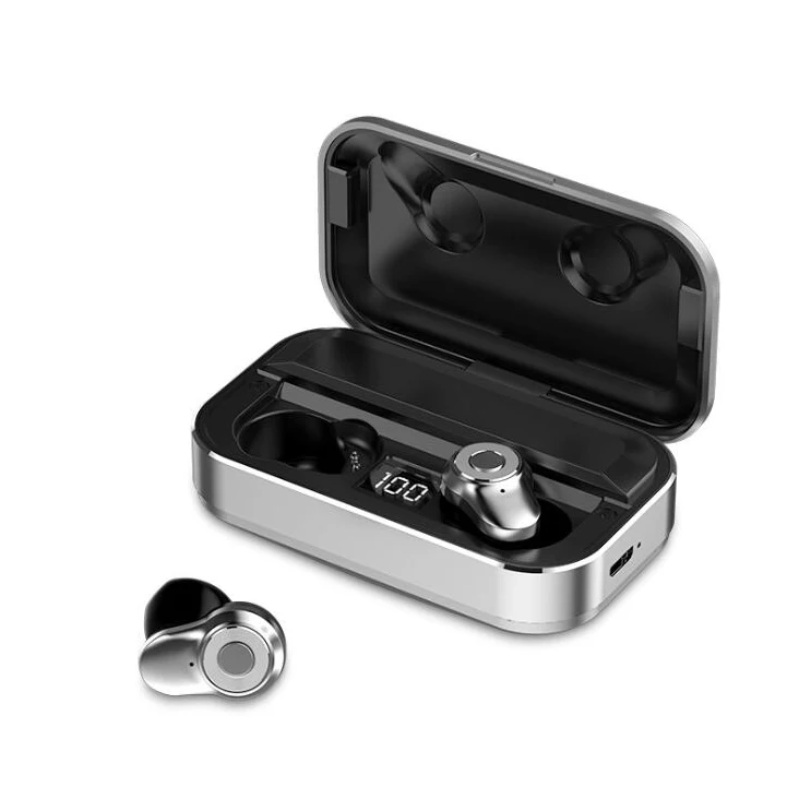 Silver TWS, Bluetooth наушники, стерео звук, беспроводные наушники, Bluetooth 5,0, HD вызов, беспроводная Bluetooth гарнитура с 3500 мАч, внешний аккумулятор - Цвет: Silver