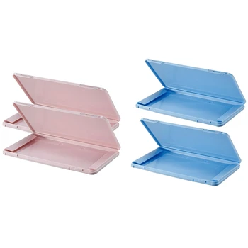 

4Pack Mask Case Portable Disposable Face Masks Container Safe Health Mask Storage Box Dustproof Storage Pink & Blue
