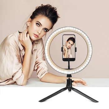 

6/8/10â€œ Phone LED Light Ring Tripod Photography Lamp Youtube Dimmable Photo Studio LED Selfie Ring Lamp With Phone Stand
