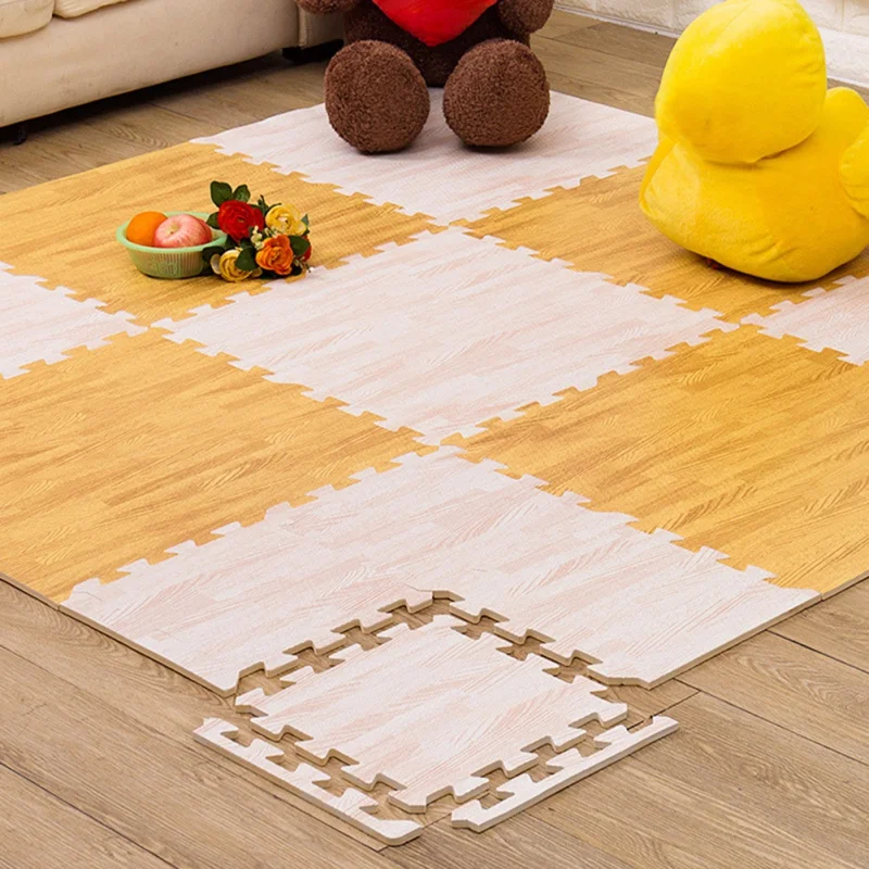 16 Pcs Soft Wood Puzzle Mat Baby Play Place Exercise Carpet Gym 16 Pcs Soft Wood Puzzle Mat Baby Play