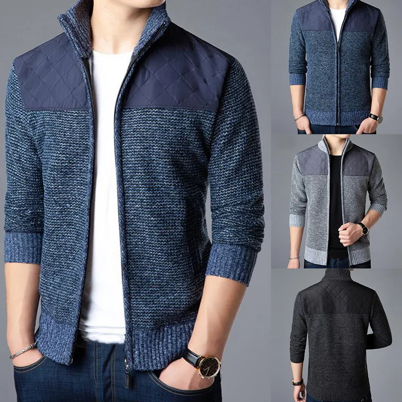 2019 повседневный мужской свитер-кардиган тонкий молния оверсайз Трикотажное