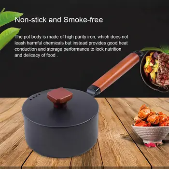 

Hot 16cm Kitchen Non-stick Soup Cast Milk Pan with Lid Induction Gas Cooker Beech Handle Gas Cooker Versatile Small Pan Saucepa
