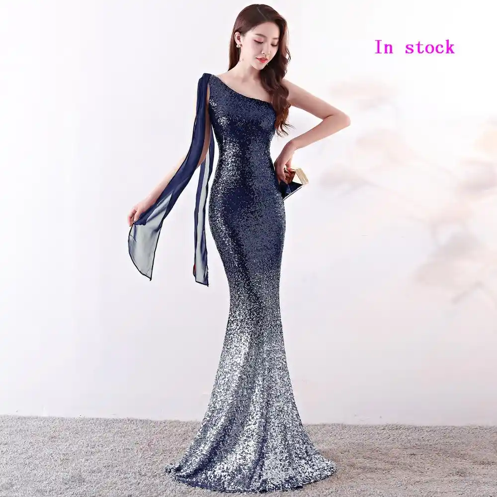 one-shoulder evening dress sleeveless elegant floor