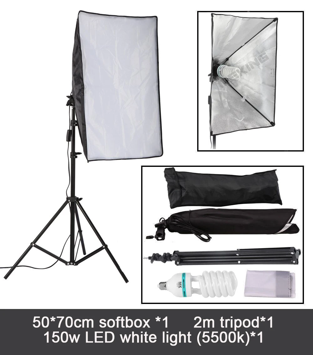 Комплект лайтбоксов для фотосъемки 8 шт. E27 Светодиодный светильник для студийной фотосъемки 2 софтбокса 2 светильник с сумкой для переноски - Цвет: option 1