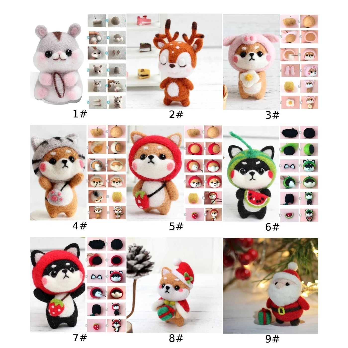 Cut Stress DIY Felt Doll Kit Creative Handmade Basic Tool Santa Deer Phone Strap Foam Worktop crafts 11.5*8.5*3cm