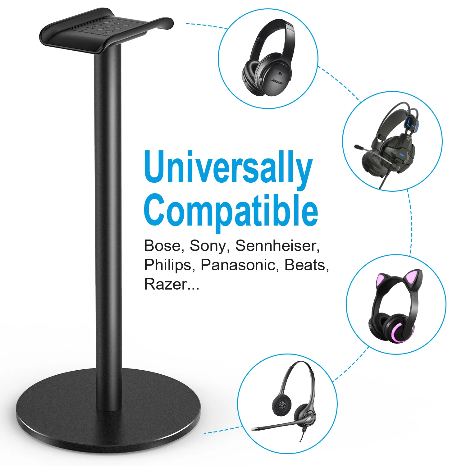SeenDa Headphone Stand Headset Holder with Non slip Base Aluminum Metal Soft TUP Earphone Holder Gaming Headphone Rack