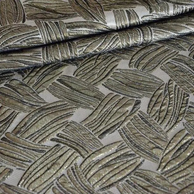Жаккардовая двухцветная ткань с золотыми нитями в виде листьев, цветов, для костюма, пальто, платья, шитье, патч, текстиль, сделай сам, полиэстер, ткань tissu C892