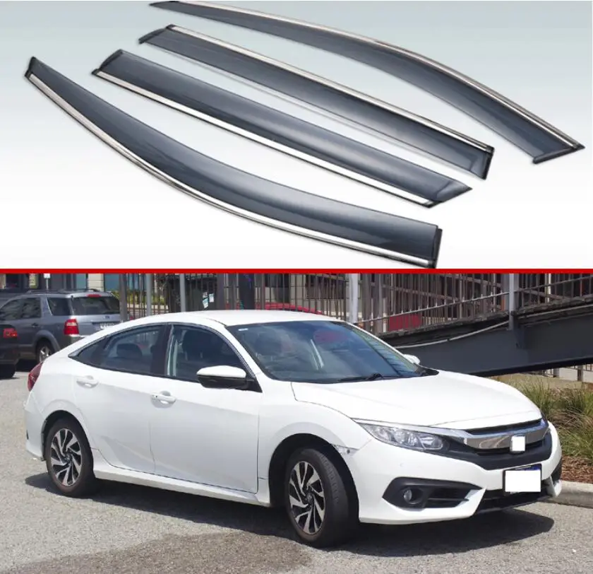 For for HONDA Civic Sedan 2016 2019 Plastic Exterior Visor Vent Shades