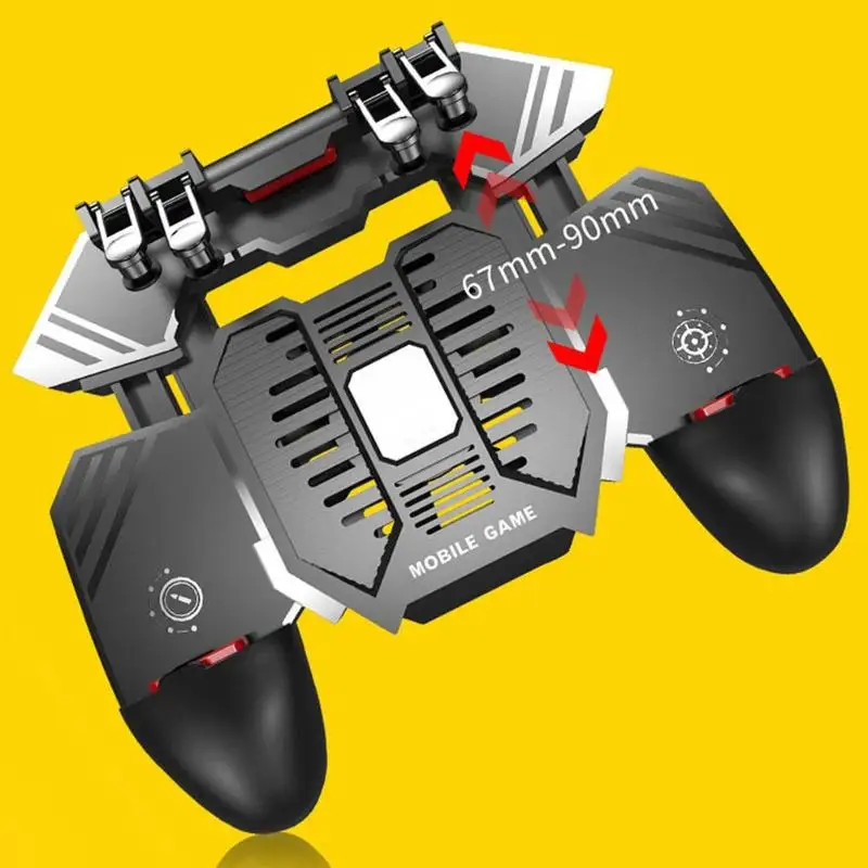  AK77 6 Fingers Trigger Controller Grip w/Dual Fans universal mobile phone game player pad for PUBG 