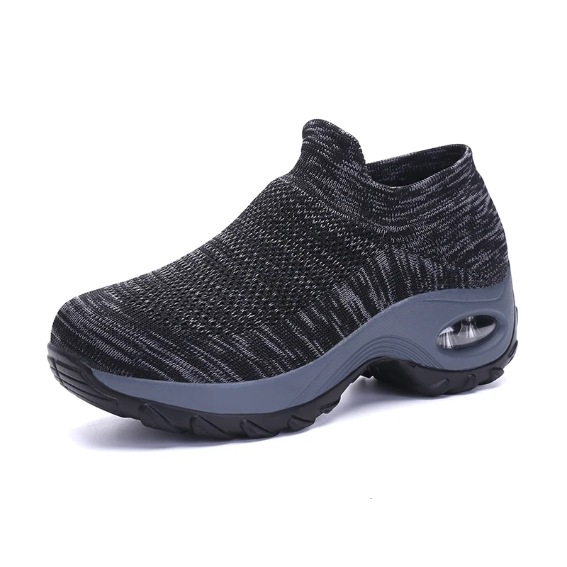 Женская обувь для тенниса; кроссовки из сетчатого материала, визуально увеличивающие рост; обувь на платформе с воздушной подушкой; спортивные дышащие носки; обувь для фитнеса; zapatos mujer - Цвет: deep grey sneakers